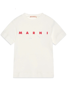 Marni Polka Dot Logo Organic Jersey T-shirt, Lily White